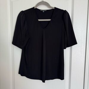 Adrianna Papell Black V-Neck Blouse